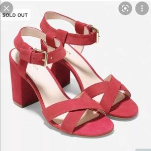 New Cole Haan Women’s Kadi Sandal Tango Red Suede Sz 8  W08719